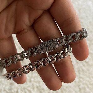 14K white gold plated cubic zirconia chain